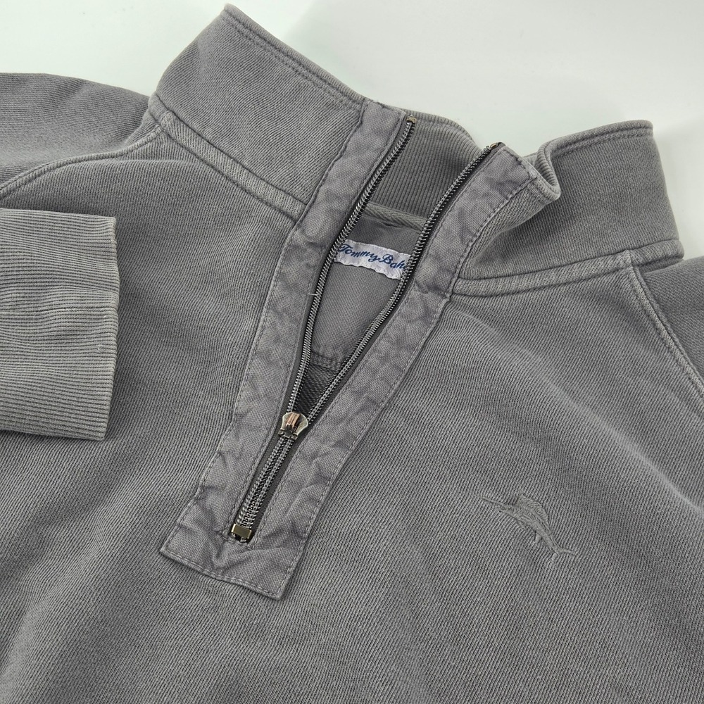 Tommy Bahama Quarter Zip Sweatshirt Mens XL Gray Long Sleeve Marlin Pullover